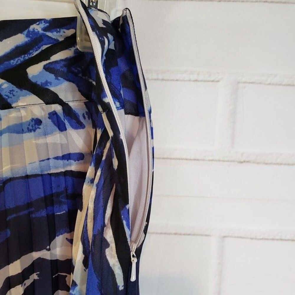 Tropical NEW Chicos Black Label Blue Pleated Maxi Skirt womens 2 M Long - Picture 6 of 9